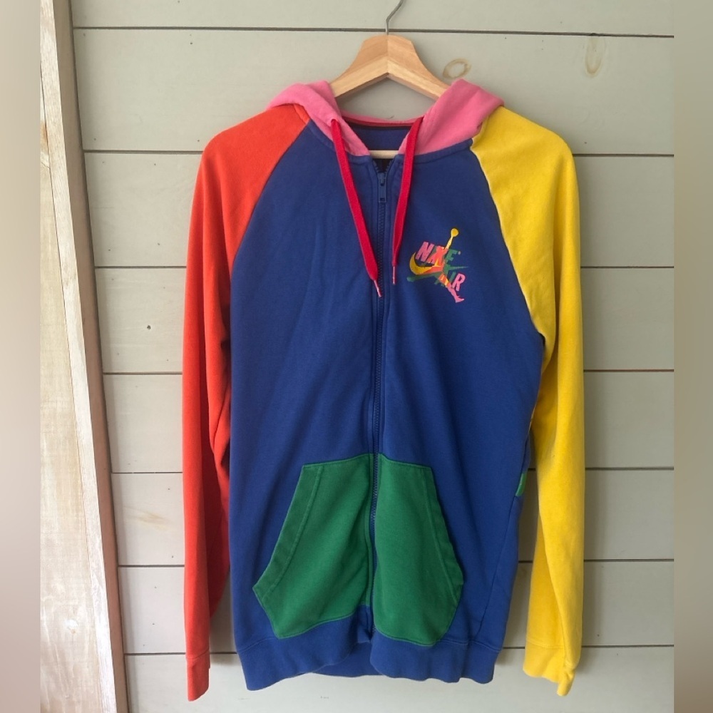 Vintage 90s Nike Air Jordan “Unite” Zip Hoodie – Multicolor – Men’s Size Small